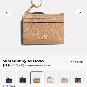 Coach Tan Mini ID Case with Gold Accents